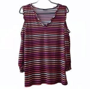 Worthington Stripes Cold Shoulders Top